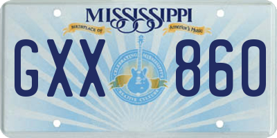 MS license plate GXX860