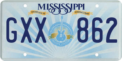 MS license plate GXX862
