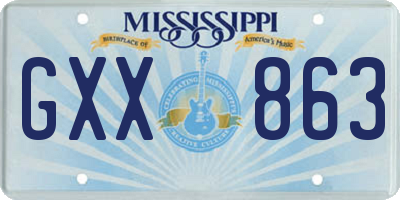 MS license plate GXX863