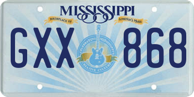 MS license plate GXX868