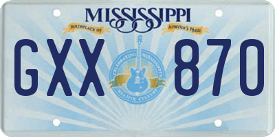 MS license plate GXX870