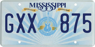 MS license plate GXX875