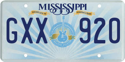 MS license plate GXX920