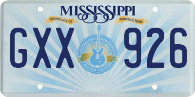 MS license plate GXX926