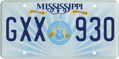MS license plate GXX930