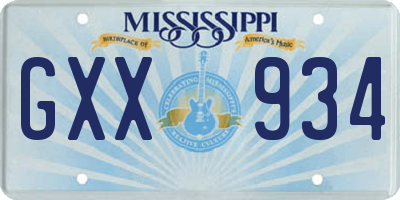 MS license plate GXX934