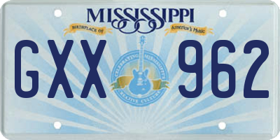 MS license plate GXX962