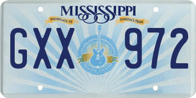 MS license plate GXX972