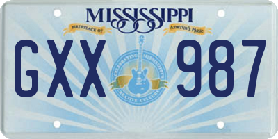 MS license plate GXX987