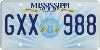 MS license plate GXX988