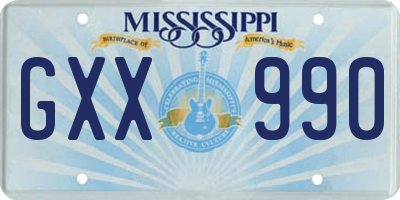 MS license plate GXX990