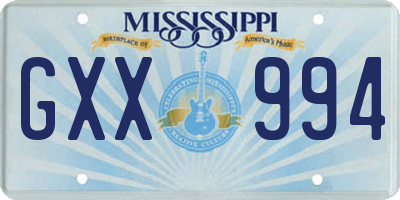 MS license plate GXX994
