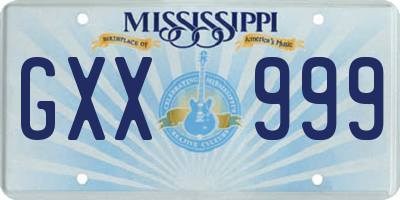 MS license plate GXX999