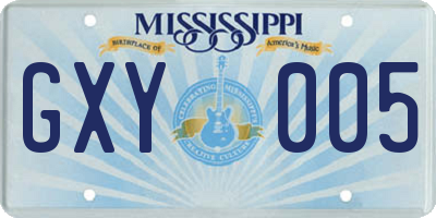 MS license plate GXY005