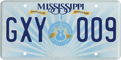 MS license plate GXY009