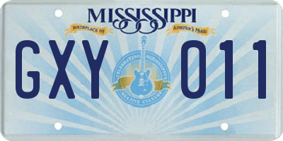 MS license plate GXY011