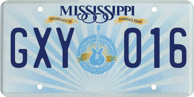 MS license plate GXY016