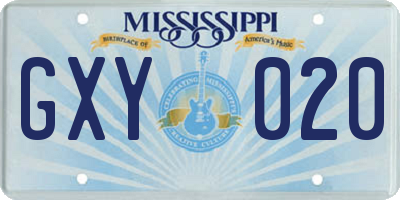 MS license plate GXY020