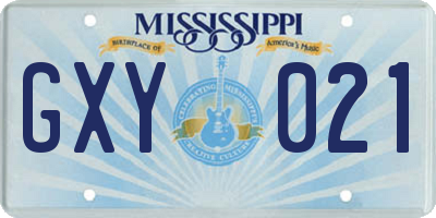 MS license plate GXY021
