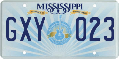 MS license plate GXY023