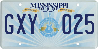 MS license plate GXY025