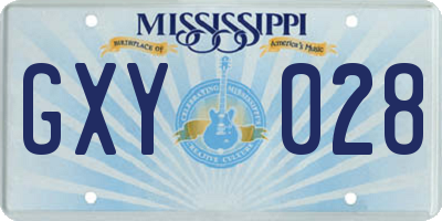 MS license plate GXY028