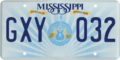 MS license plate GXY032