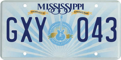 MS license plate GXY043