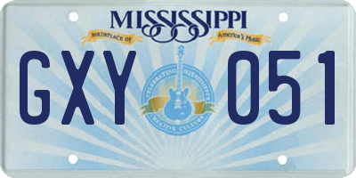 MS license plate GXY051