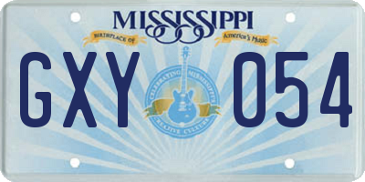MS license plate GXY054