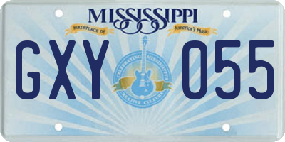 MS license plate GXY055