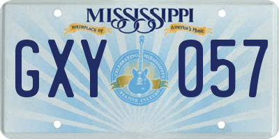 MS license plate GXY057