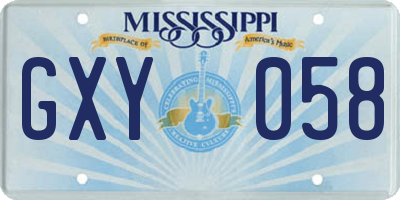 MS license plate GXY058