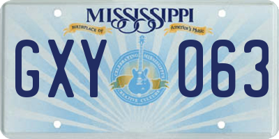 MS license plate GXY063