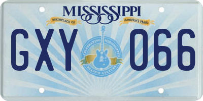 MS license plate GXY066