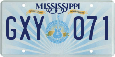 MS license plate GXY071