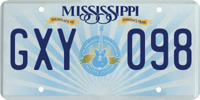 MS license plate GXY098