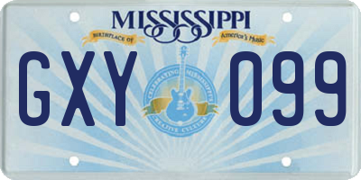 MS license plate GXY099