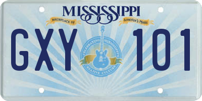 MS license plate GXY101