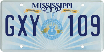 MS license plate GXY109