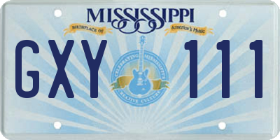 MS license plate GXY111