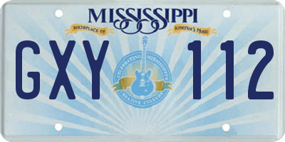 MS license plate GXY112