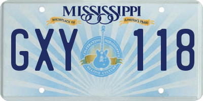 MS license plate GXY118