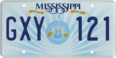 MS license plate GXY121
