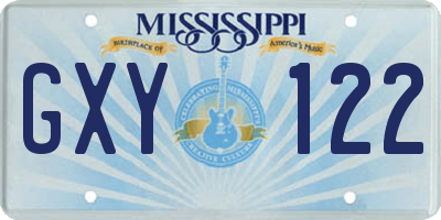MS license plate GXY122