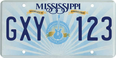 MS license plate GXY123
