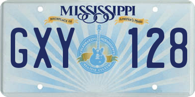 MS license plate GXY128