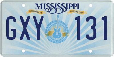 MS license plate GXY131
