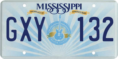 MS license plate GXY132