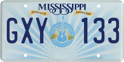 MS license plate GXY133